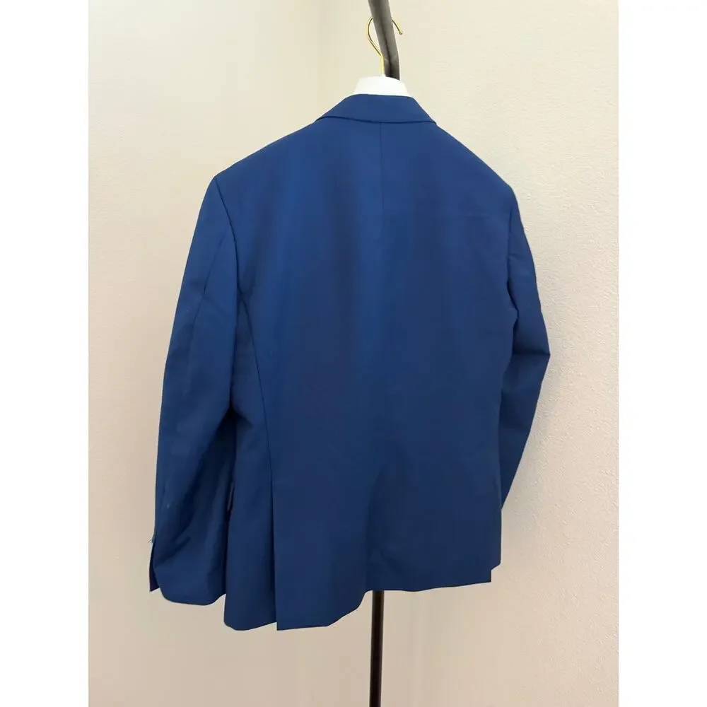 sharp Suits 3 piece suit royal blue 38S 32W euro slim